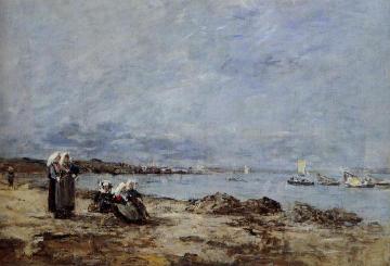 Plougastel, Women Waiting For The Ferry Artwork by Eugène-Louis Boudin