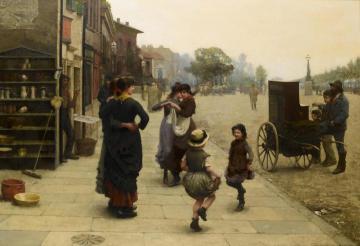 Impromptu Dance, A Scene On The Chelsea Embankment Artwork by Frederick Brown