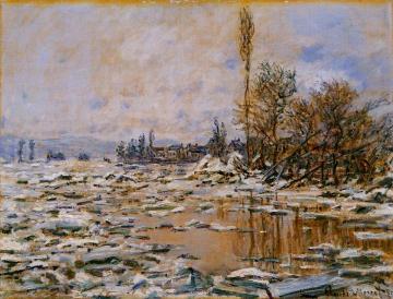 Breakup of Ice, Grey Weather Artwork by Claude Oscar Monet