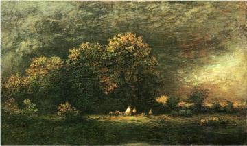 Indian Encampment in a Stormy Landscape Artwork by Ralph Albert Blakelock