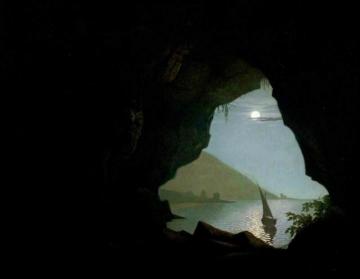 Grotto In The Gulf Of Salerno, Italy, Moonlight Artwork by Joseph Wright of Derby