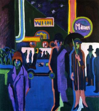 Street Scene at Night Artwork by Ernst Ludwig Kirchner