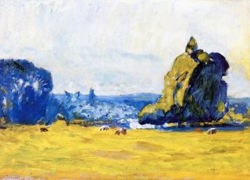 Pasture with Blue Trees (study) Artwork by Pierre Bonnard