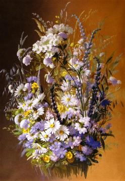Blue and White Bouquet Artwork by Raoul de Longpre