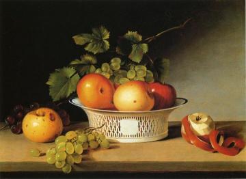 Apples And Grapes In A Pierced Bowl Artwork by James Peale