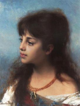 Portrait of a young girl Artwork by Alexei Harlamoff