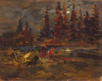 Fire on the River Bank Artwork by Constantin Alexeevich Korovin