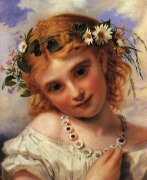 Young Girl with a Garland of Marguerites Artwork by Sophie Anderson