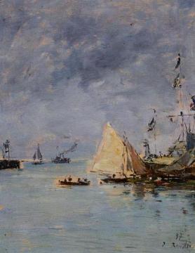 Trouville, the Jettys, High Tide Artwork by Eugène-Louis Boudin