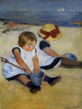 Children On The Shore Artwork by Mary Cassatt