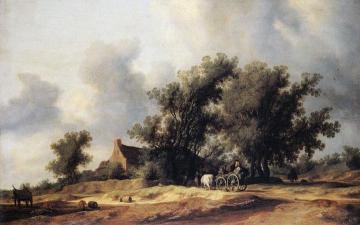 Road in the Dunes with a Passenger Coach Artwork by Salomon van Ruisdael