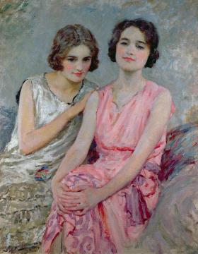 Two Young Women Seated Artwork by William Henry Margetson