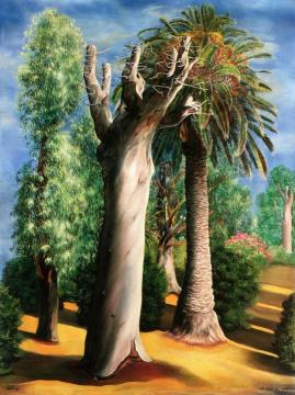 Eucalyptus and Palm Tree Artwork by Moise Kisling