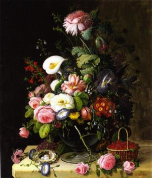 Still LIfe, Vase of Flowers Artwork by Severin Roesen