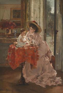 The Happy Mother Artwork by Alfred Stevens