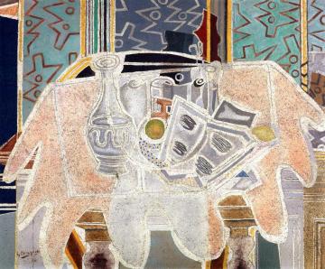 The Pink Tablecloth Artwork by Georges Braque