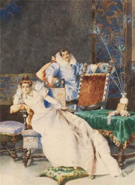 Elegant Couple In Interior Artwork by Pio Ricci