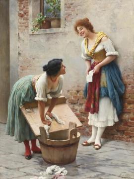 Sharing The News Artwork by Eugen Von Blaas