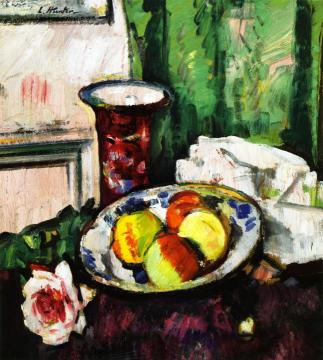 Still LIfe with Apples and a Pink Vase Artwork by George Leslie Hunter