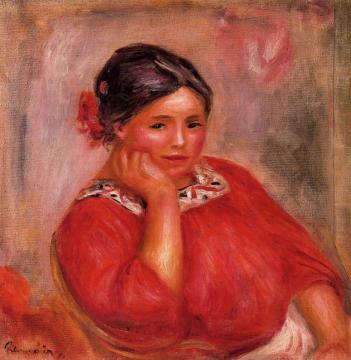 Gabrielle in a Red Blouse Artwork by Pierre Auguste Renoir