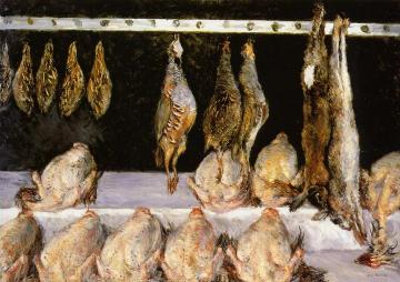 Display of Chickens and Game Birds Artwork by Gustave Caillebotte