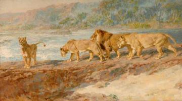 On The Bank Of An African River Artwork by Briton Riviere