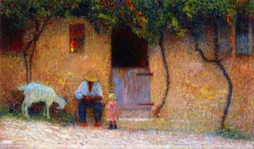 Peasant in front of His House in La Bastide du Vert Artwork by Henri Martin