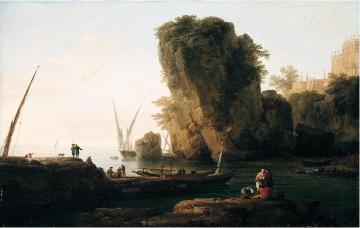 A Cove On A Rocky Mediterranean Landscape Artwork by Claude-Joseph Vernet