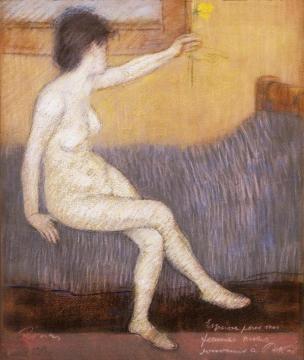 Nude with Yellow Daffodil Artwork by József Rippl-Rónai