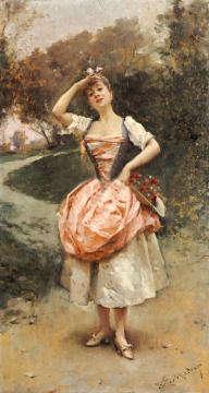 A Country Maid Artwork by Raimundo de Madrazo y Garreta