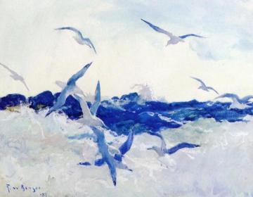 Seagulls And Surf Artwork by Frank Weston Benson