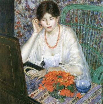 Coral Earrings Artwork by Frederick Carl Frieseke