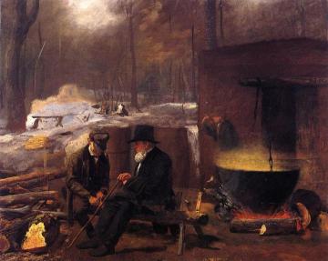 At the Camp, Spinning Yarns and Whittling Artwork by Eastman Johnson