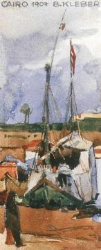 Cairo, Boat on the Nile Artwork by Bartle Kleber