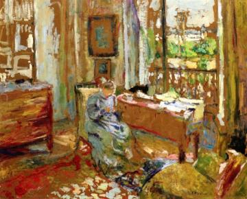 Madame Vuillard Sewing, Rue De La Tour Artwork by Edouard Vuillard