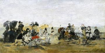 Beach Scene at Trouville Artwork by Eugène-Louis Boudin