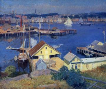 The Yellow Pier Shed Artwork by Frank Duveneck