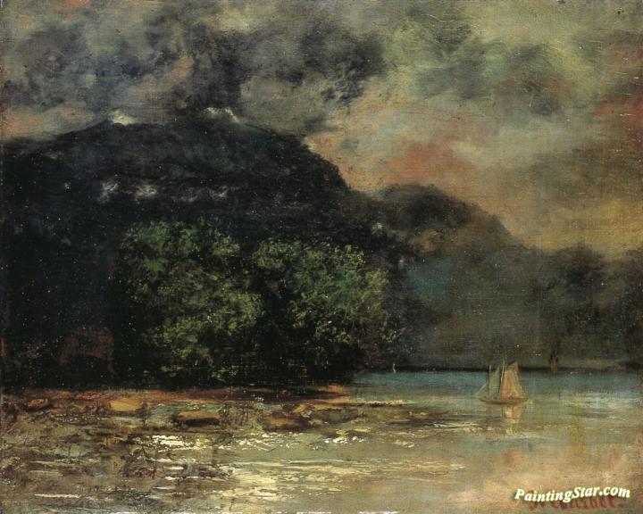 Lake Geneve before the Storm Artwork by Gustave Courbet