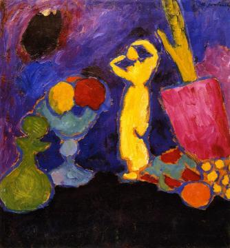 Still LIfe with Yellow Figure Artwork by Alexej Jawlensky