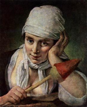 Young Girl with Distaff Artwork by Pietro Antonio Rotari