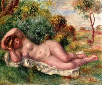 Reclining Nude Artwork by Pierre Auguste Renoir