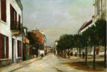 Rue du Moutier and Place dl la Mairie at Villejuif Artwork by Maurice Utrillo