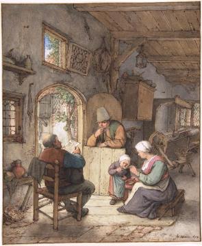 Reading The News At The Weavers' Cottage Artwork by Adriaen van Ostade