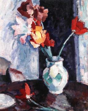 Tulips in a White Vase Artwork by Samuel John Peploe