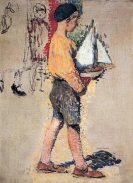 Boy with Boat (unfinished) Artwork by Henri Martin