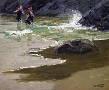 Bathers by a Rocky Coast Artwork by Edward Potthast