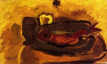 Glass And Fish Artwork by Georges Braque