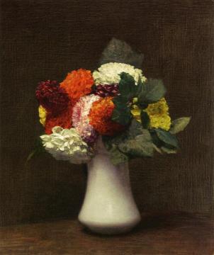 Dahlias Artwork by Henri Fantin-Latour