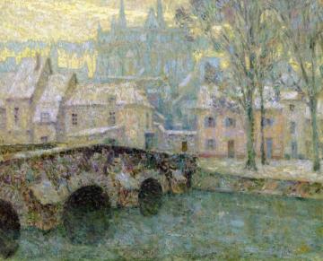 Snow, Chartres Artwork by Henri Le Sidaner