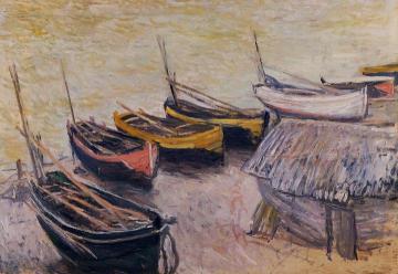 Boats on the Beach Artwork by Claude Oscar Monet